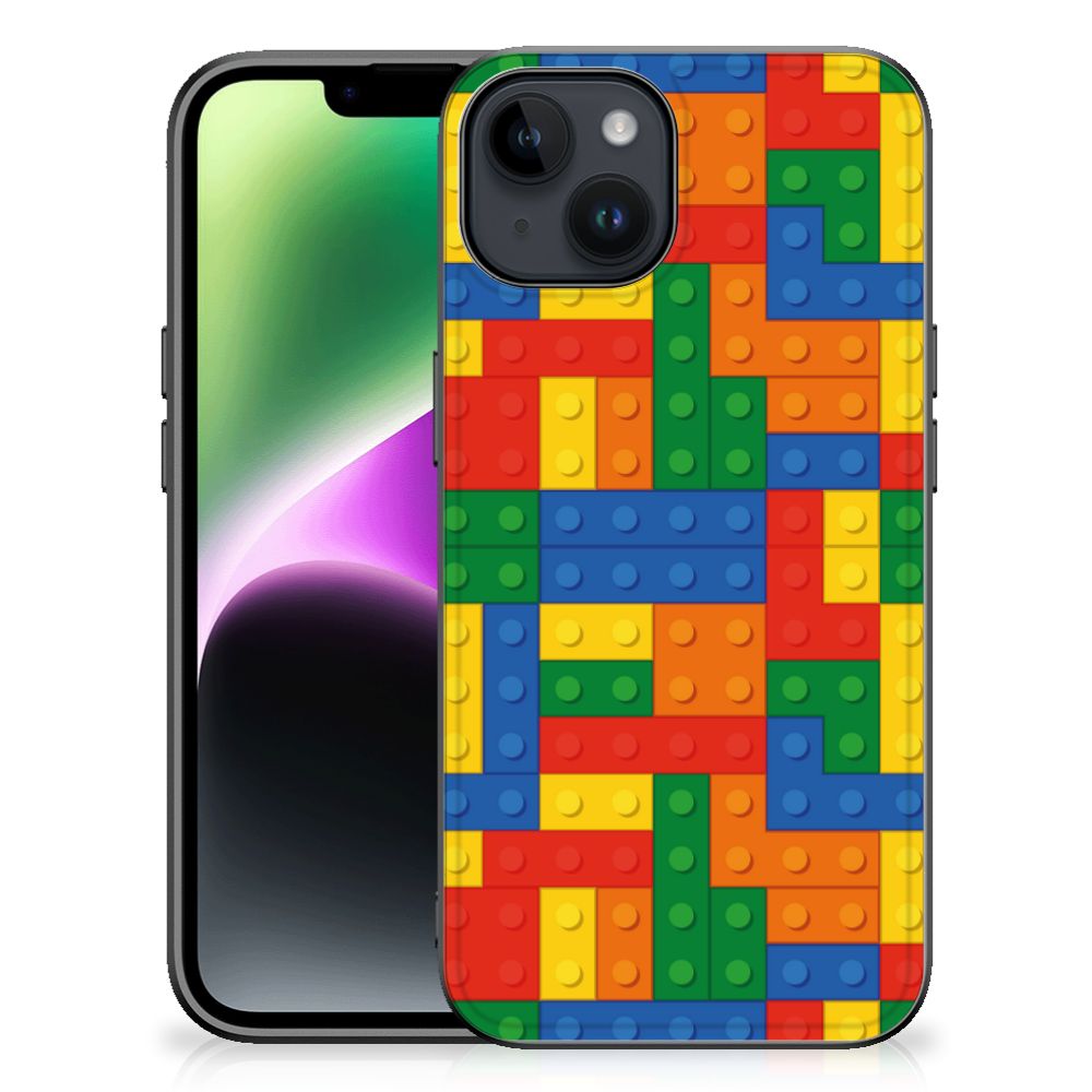 Apple iPhone 15 Back Case Blokken patronen kleurrijk achterkant