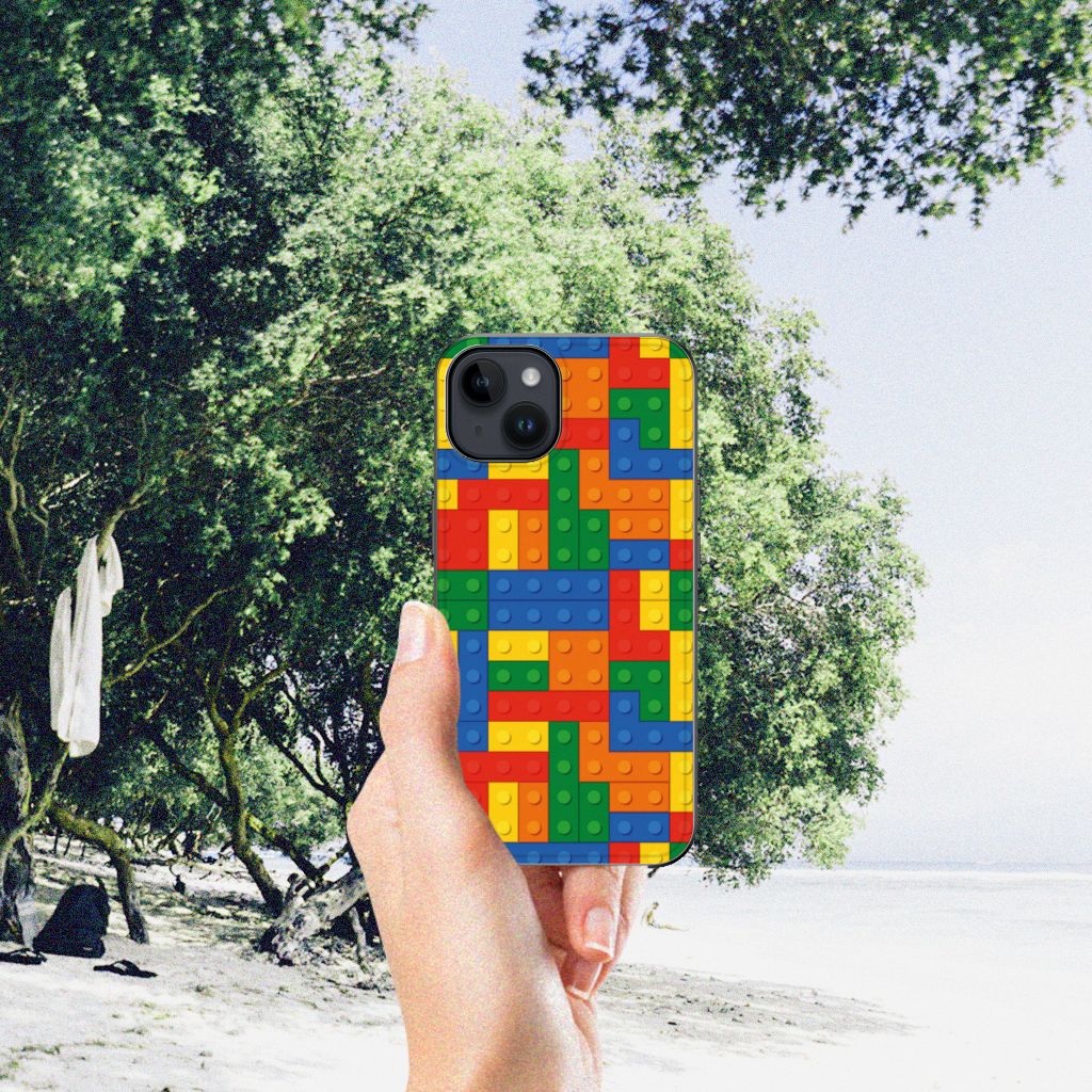 Apple iPhone 15 Back Case Blokken blokken print achterzijde hand
