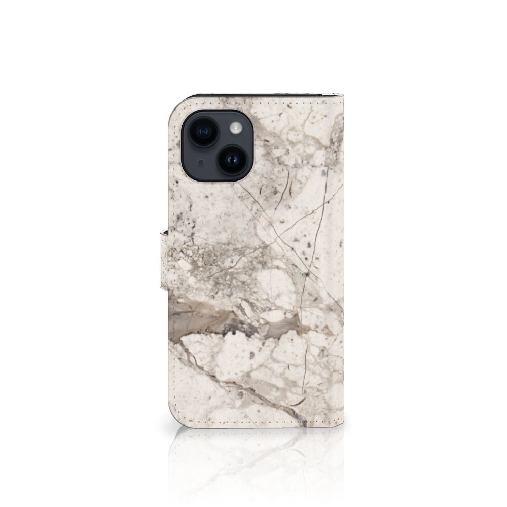 iPhone 15 Bookcase Marmer Beige boekcase marmer beige aanzicht