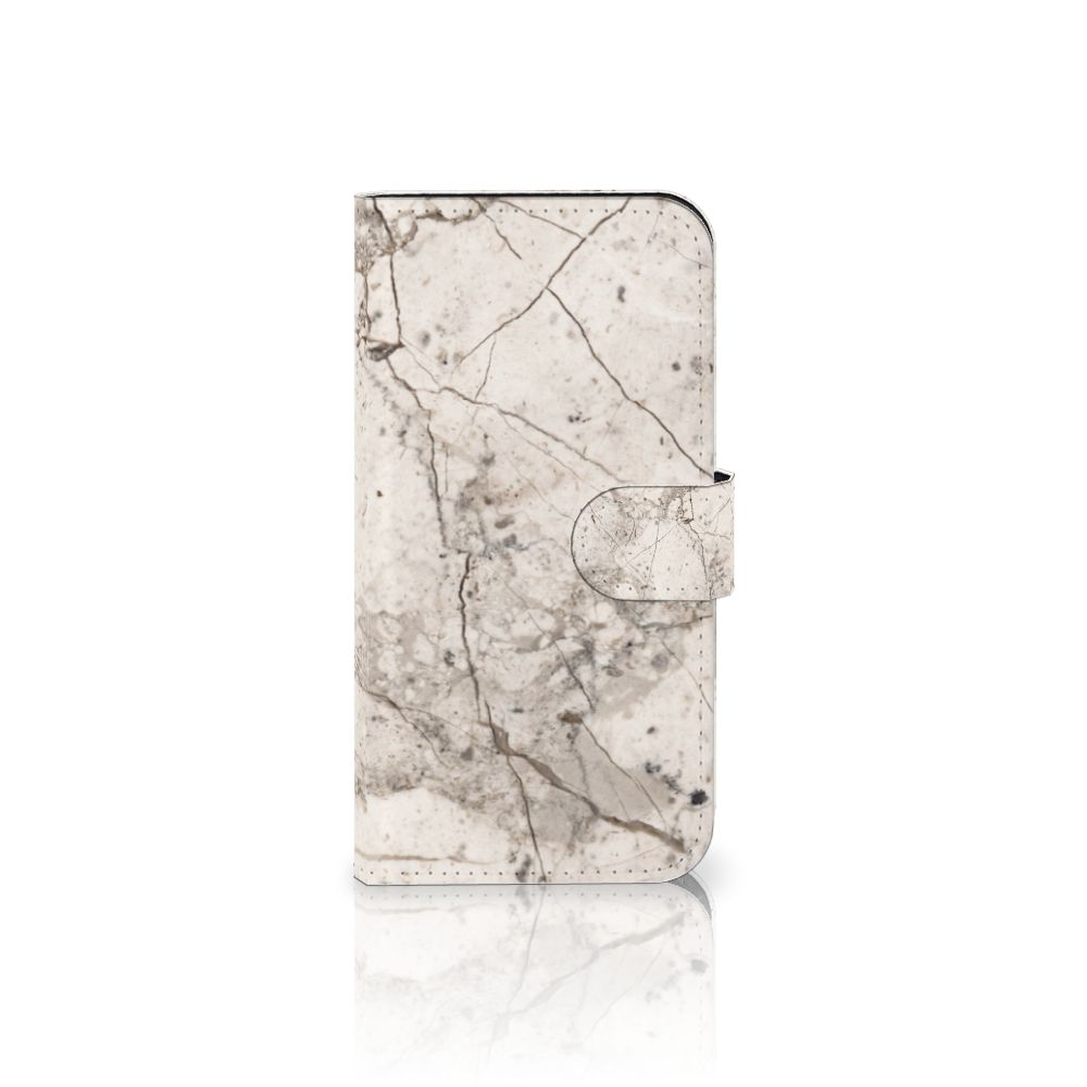 Apple iPhone 15 Bookcase Marmer Beige design hoesje voorkant