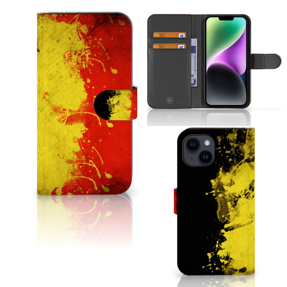 iPhone 15 Bookstyle Case België design hoesje voorzijde achterzijde binnenzijde