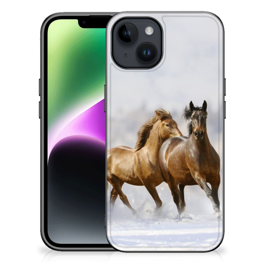 Apple iPhone 15 iPhone 15 Dierenprint Telefoonhoesje Paarden design paarden aanzicht