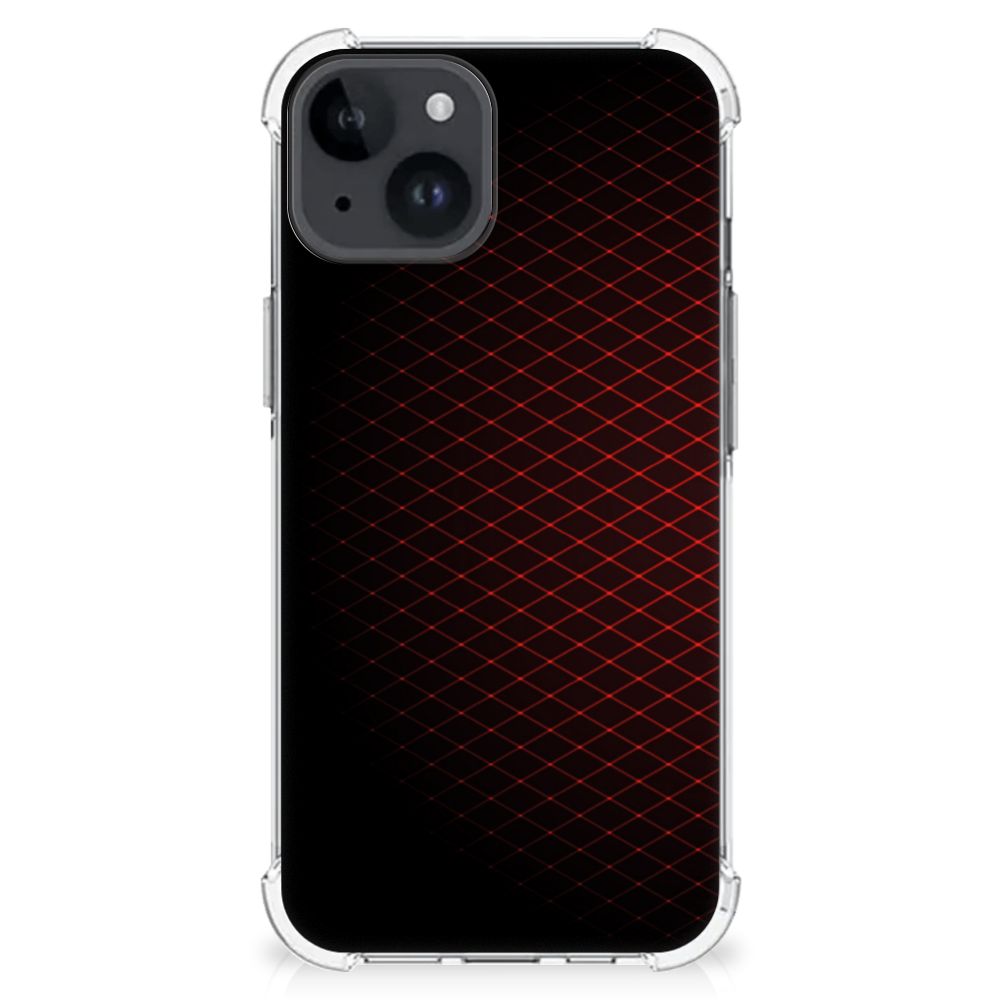 iPhone 15 Doorzichtige Silicone Hoesje Geruit Rood B2C Telecom