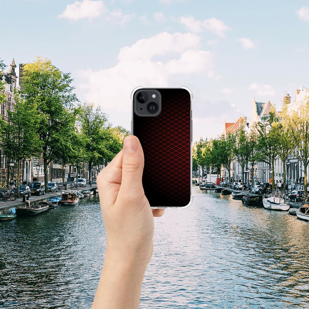 iPhone 15 Doorzichtige Silicone Hoesje Geruit Rood B2C Telecom