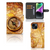 iPhone 15 Flip Cover Kompas met vintage kaartdesign en kompasafbeelding, perfect voor avontuurlijke gebruikers.