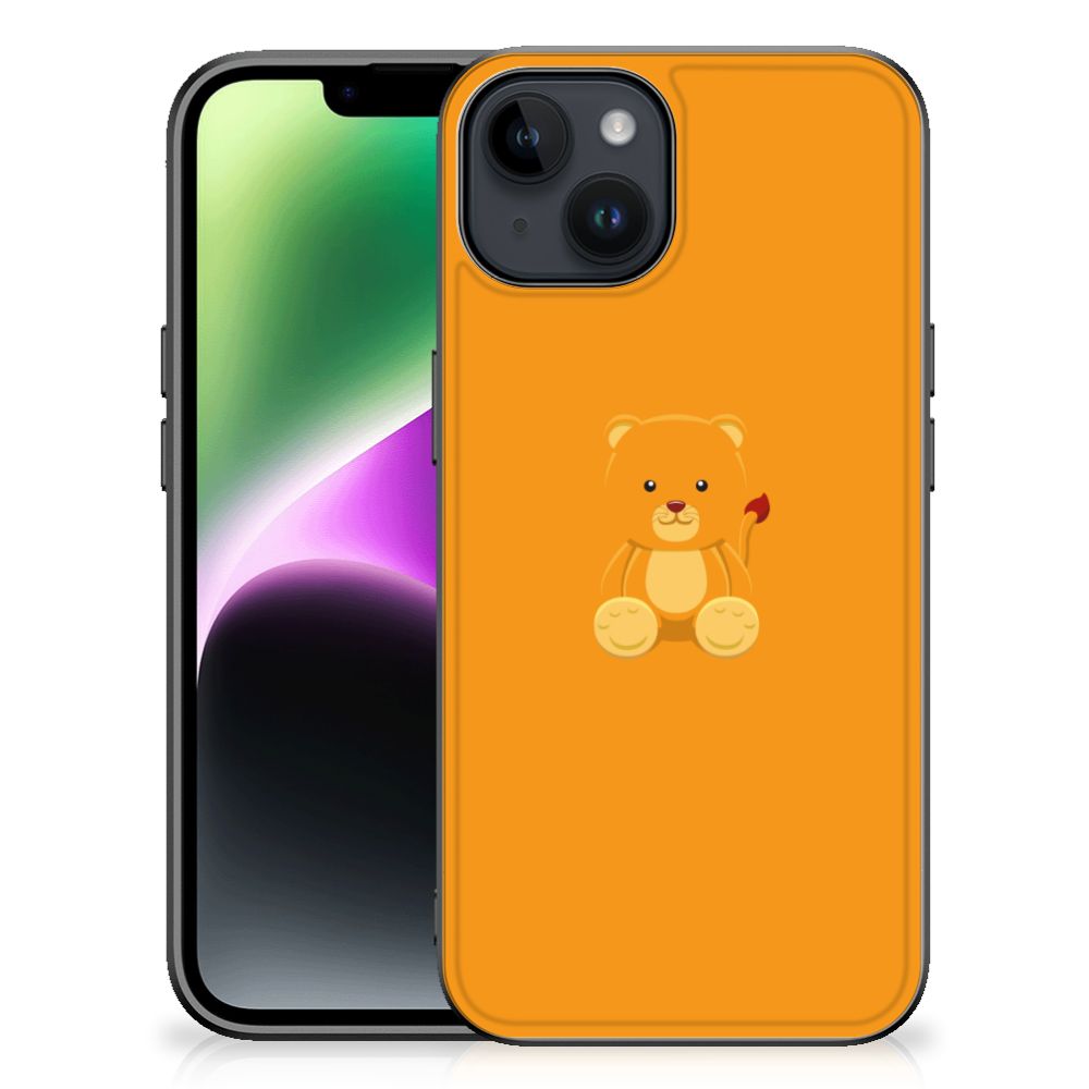 Apple iPhone 15 hoesje Baby Beer illustraties oranje achterkant