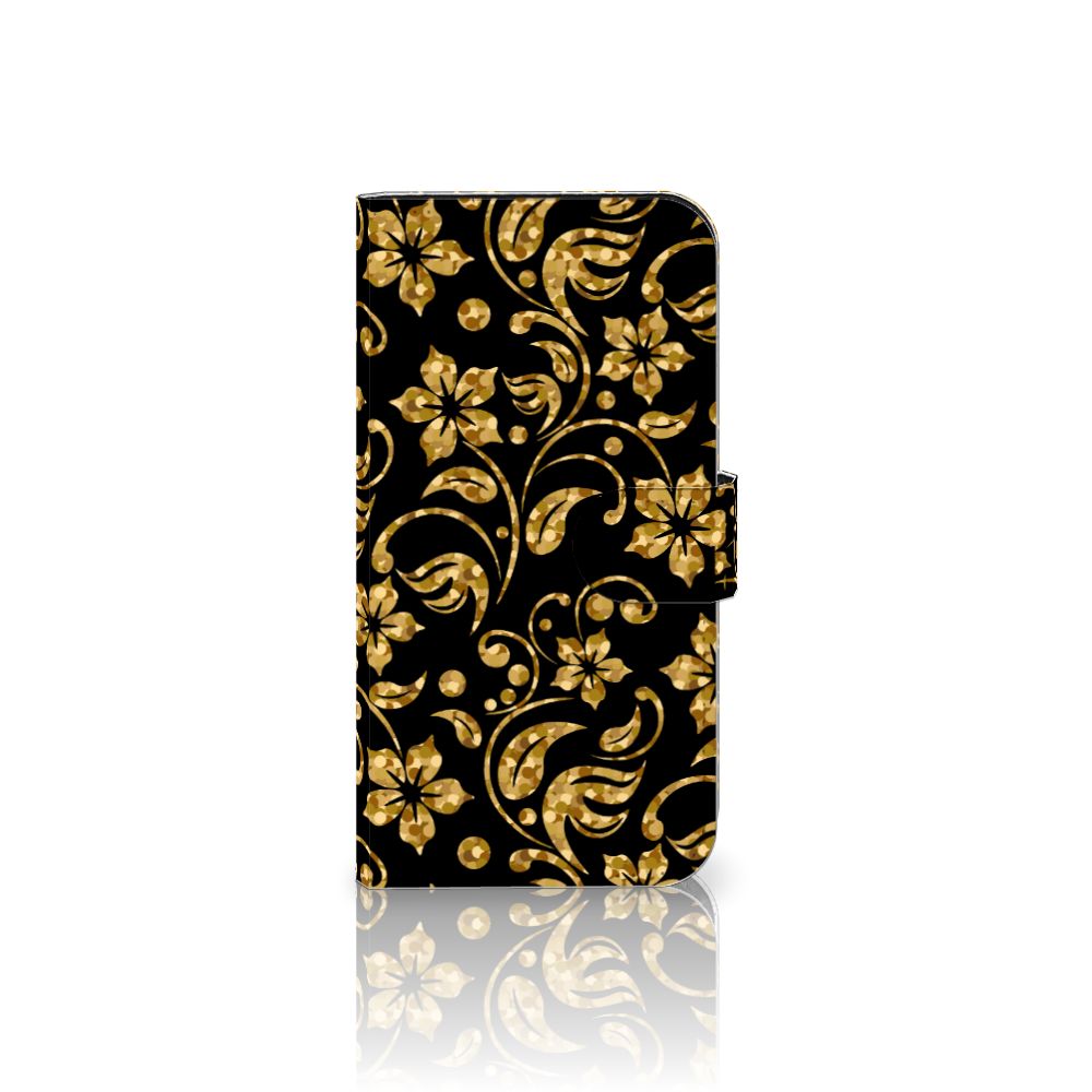 iPhone 15 Hoesje Gouden Bloemen voorkant design gouden bloemen