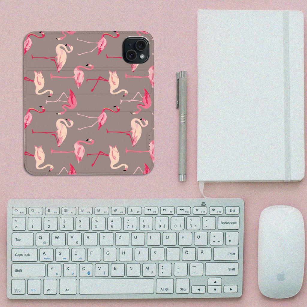 iPhone 15 Hoesje maken Flamingo flamingo design bovenaanzicht