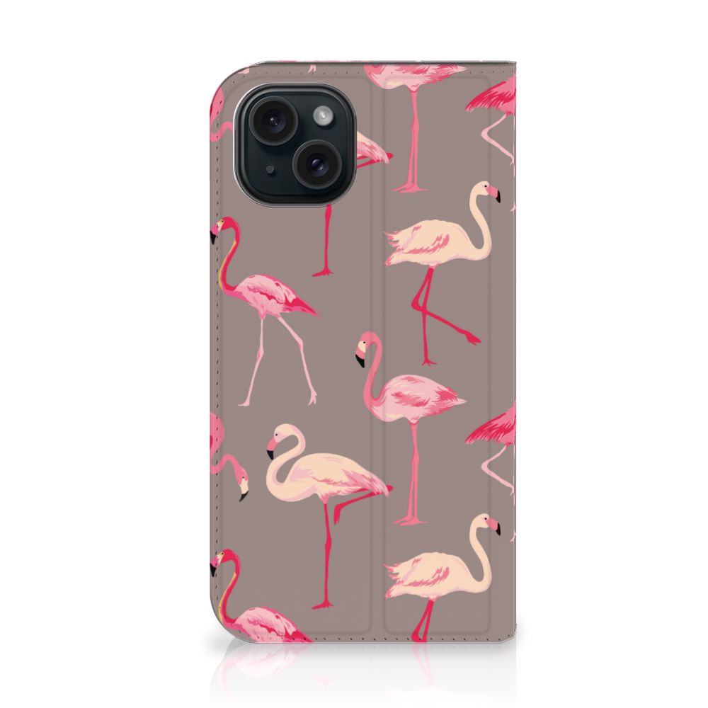 iPhone 15 Hoesje maken Flamingo hoesje flamingo roze zijaanzicht