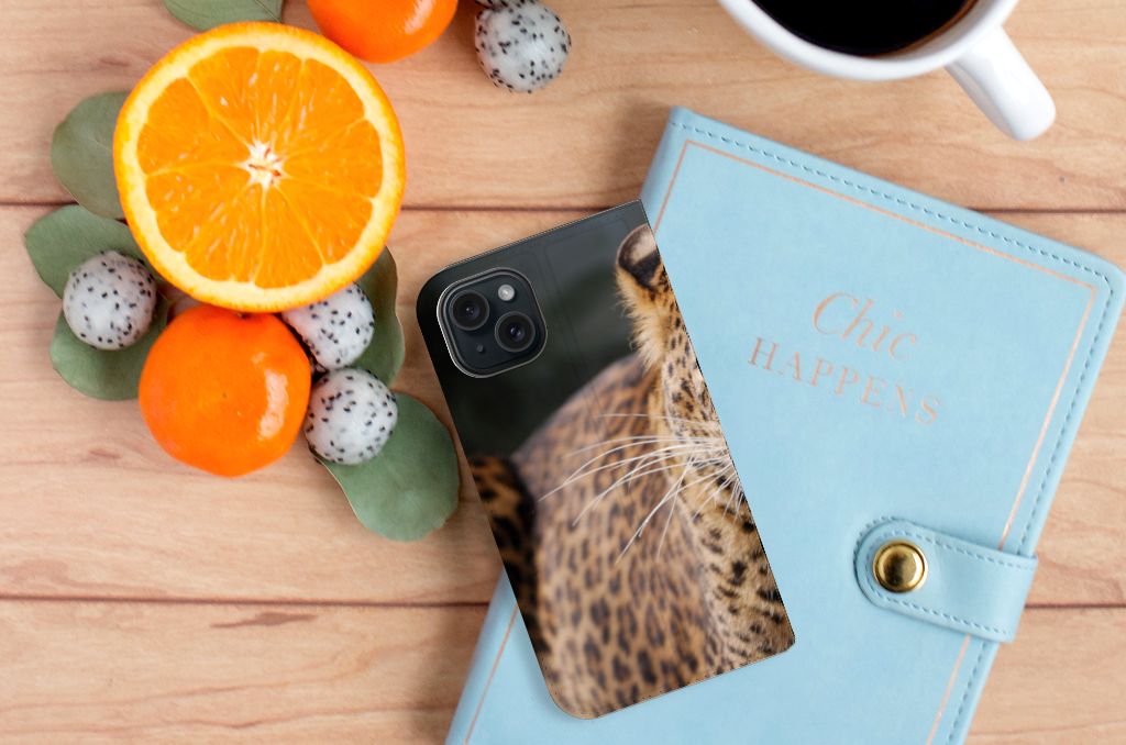 Apple iPhone 15 Hoesje maken Luipaard close-up