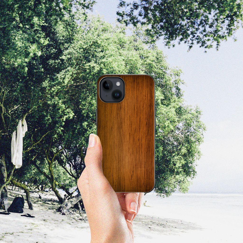 iPhone 15 Houten Print Telefoonhoesje Donker Hout B2C Telecom
