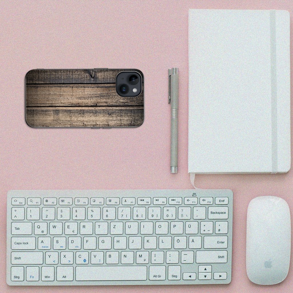 iPhone 15 Houten Print Telefoonhoesje Steigerhout B2C Telecom