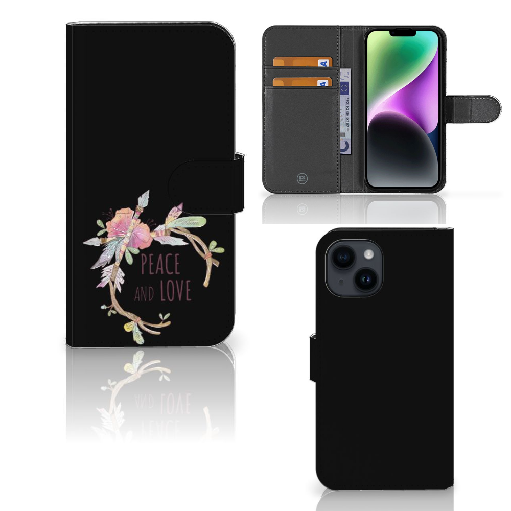 iPhone 15 Leuk Hoesje Boho Text hoesje Boho Text voorkant achterkant
