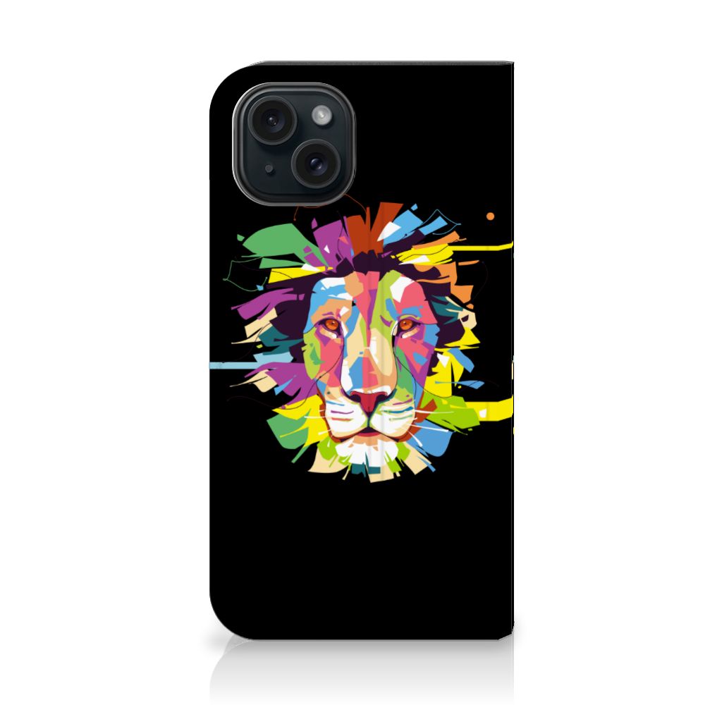 iPhone 15 Magnet Case Lion Color - kleurrijk lion design voor trendy bescherming 📱🐾