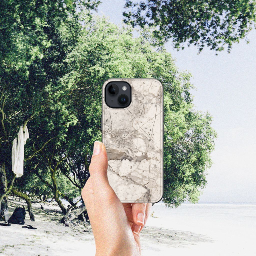 iPhone 15 Marmeren Print Telefoonhoesje Marmer Beige B2C Telecom