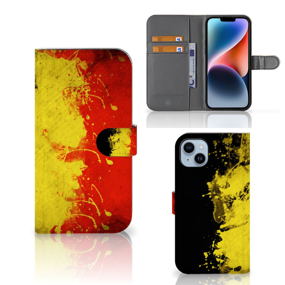 iPhone 15 Plus Bookstyle Case België met Belgische kleuren en design, perfect voor bescherming en stijl!