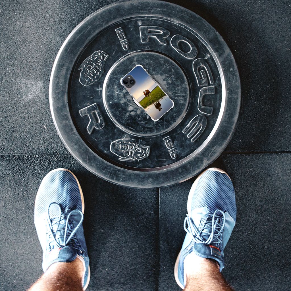 iPhone 15 Plus Case Anti-shock Koe telefoonhoesje design Koe bovenaanzicht