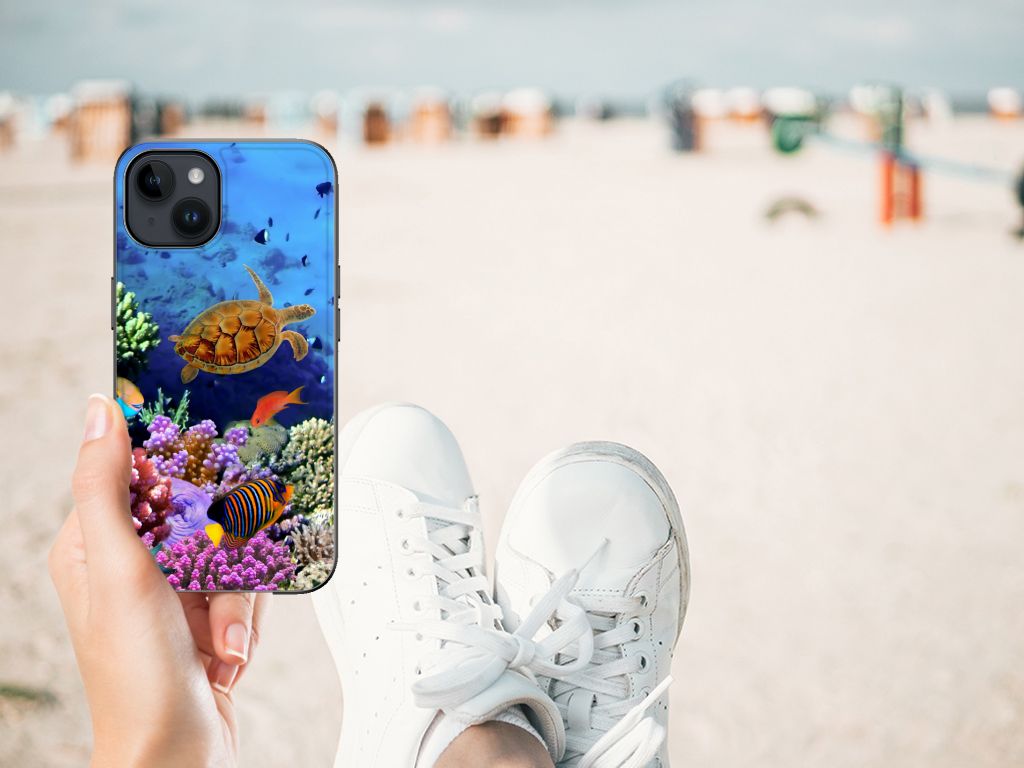 Apple iPhone 15 Plus Dierenprint Telefoonhoesje Vissen zeewater koralen schildpad zicht