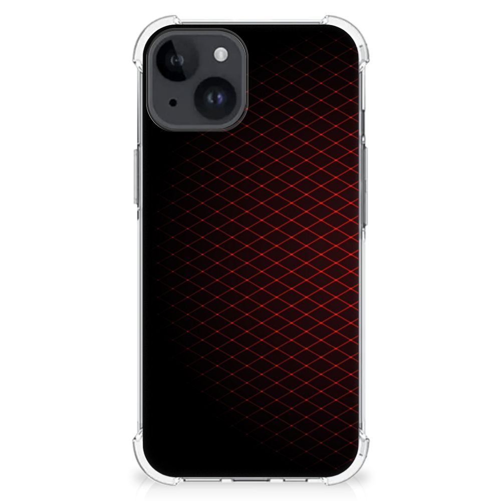 iPhone 15 Plus Doorzichtige Silicone Hoesje Geruit Rood achterkant