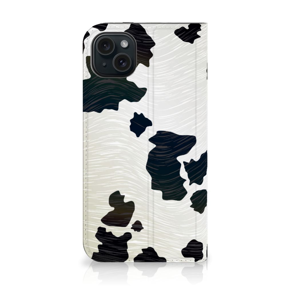 iPhone 15 Plus Hoesje maken Koeienvlekken in zwart-wit design voor optimale bescherming.