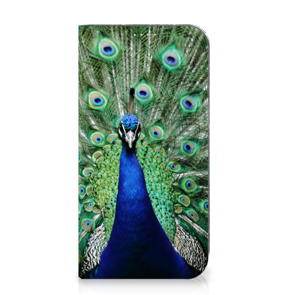 iPhone 15 Plus Hoesje maken Pauw met prachtig pauwdesign 🦚 op een duurzame stand case.