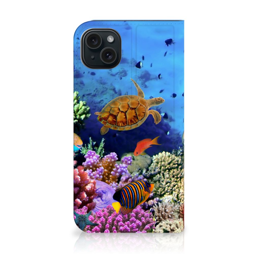 iPhone 15 Plus Hoesje maken Vissen met kleurrijke vissen en een schildpad in een tropische onderwaterwereld 🌊