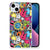 iPhone 15 Plus Silicone Back Cover Punk Rock met kleurrijk design met gitaren en muzieknoten 🎸