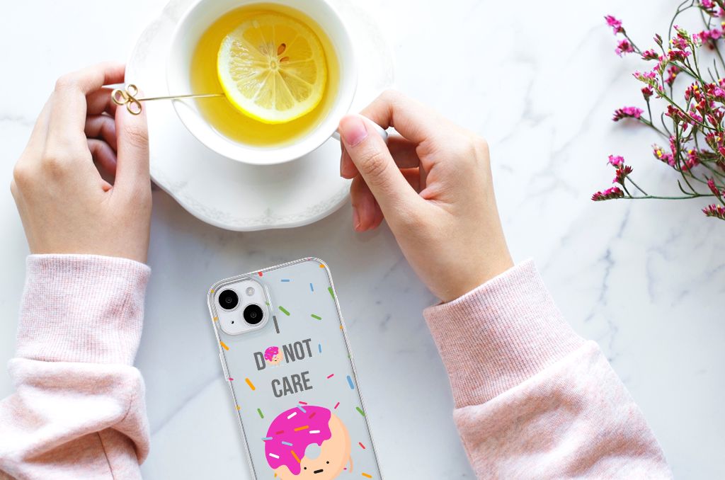 iPhone 15 Plus Siliconen Case Donut Roze design Donut aanzicht