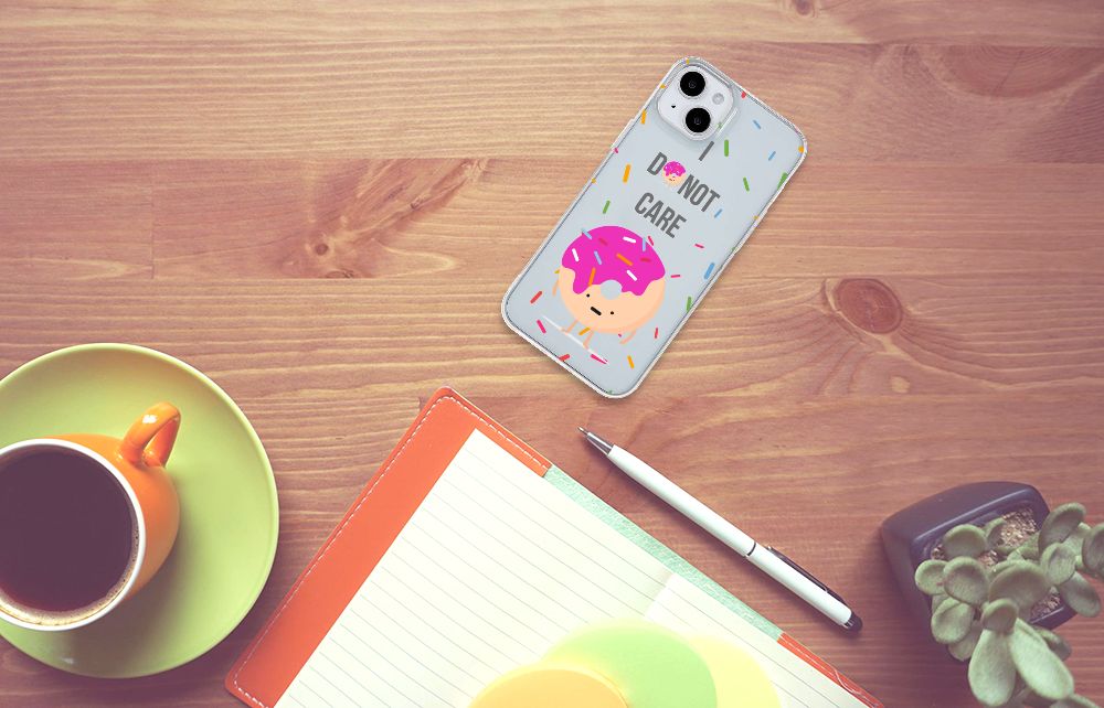 iPhone 15 Plus Siliconen Case Donut Roze donutshape bovenaanzicht