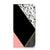 iPhone 15 Plus Stand Case Zwart Roze Vormen met zwart, roze en witte geometrische patronen en goudkleurige details.