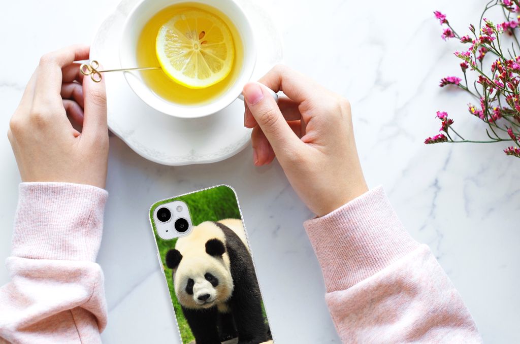 iPhone 15 Plus TPU Hoesje Panda met schattige panda afbeelding, ideaal voor smartphonegebruikers 🍵
