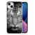iPhone 15 Plus TPU Hoesje Tijger met afbeelding van een witte tijger met blauwe ogen.