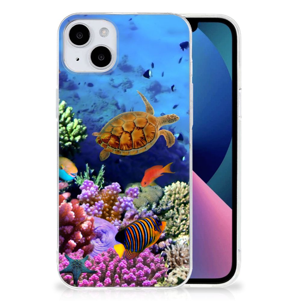 iPhone 15 Plus TPU Hoesje Vissen met kleurrijke zeedieren en koraalrif, tropische onderwaterwereld 🌊