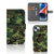 iPhone 15 Plus Telefoon Hoesje Army Dark in camouflage print met pasjeshouder 🎖️