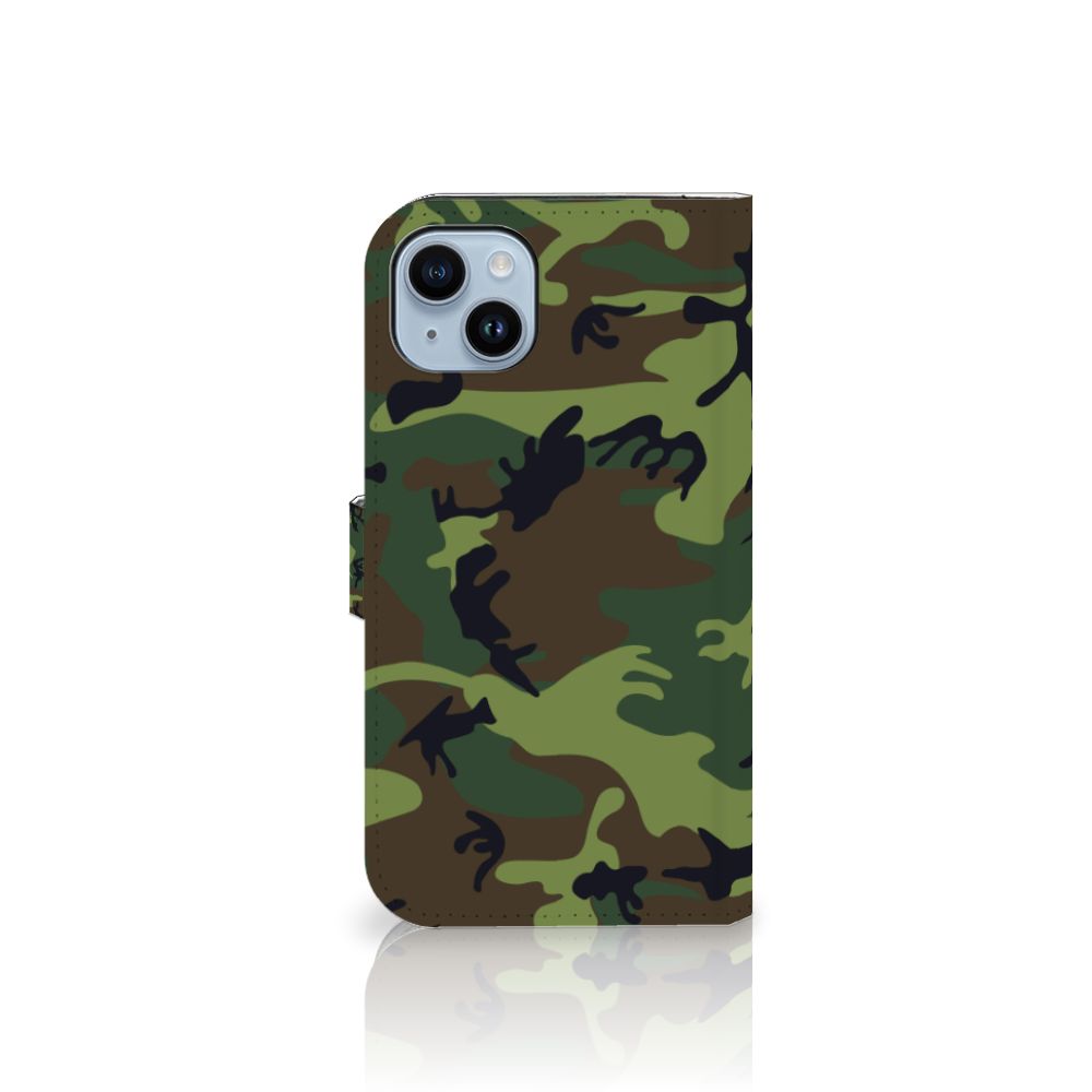 iPhone 15 Plus Telefoon Hoesje Army Dark met camouflage print 🌲