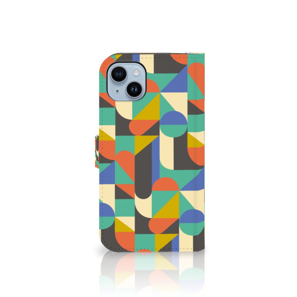 iPhone 15 Plus Telefoon Hoesje Funky Retro met kleurrijk geometrisch patroon, bescherming met stijl.