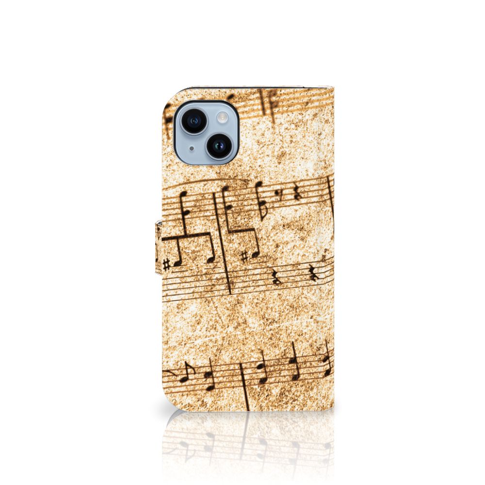 iPhone 15 Plus Telefoonhoesje met foto Bladmuziek in vintage stijl, perfect voor muziekliefhebbers 🎶.