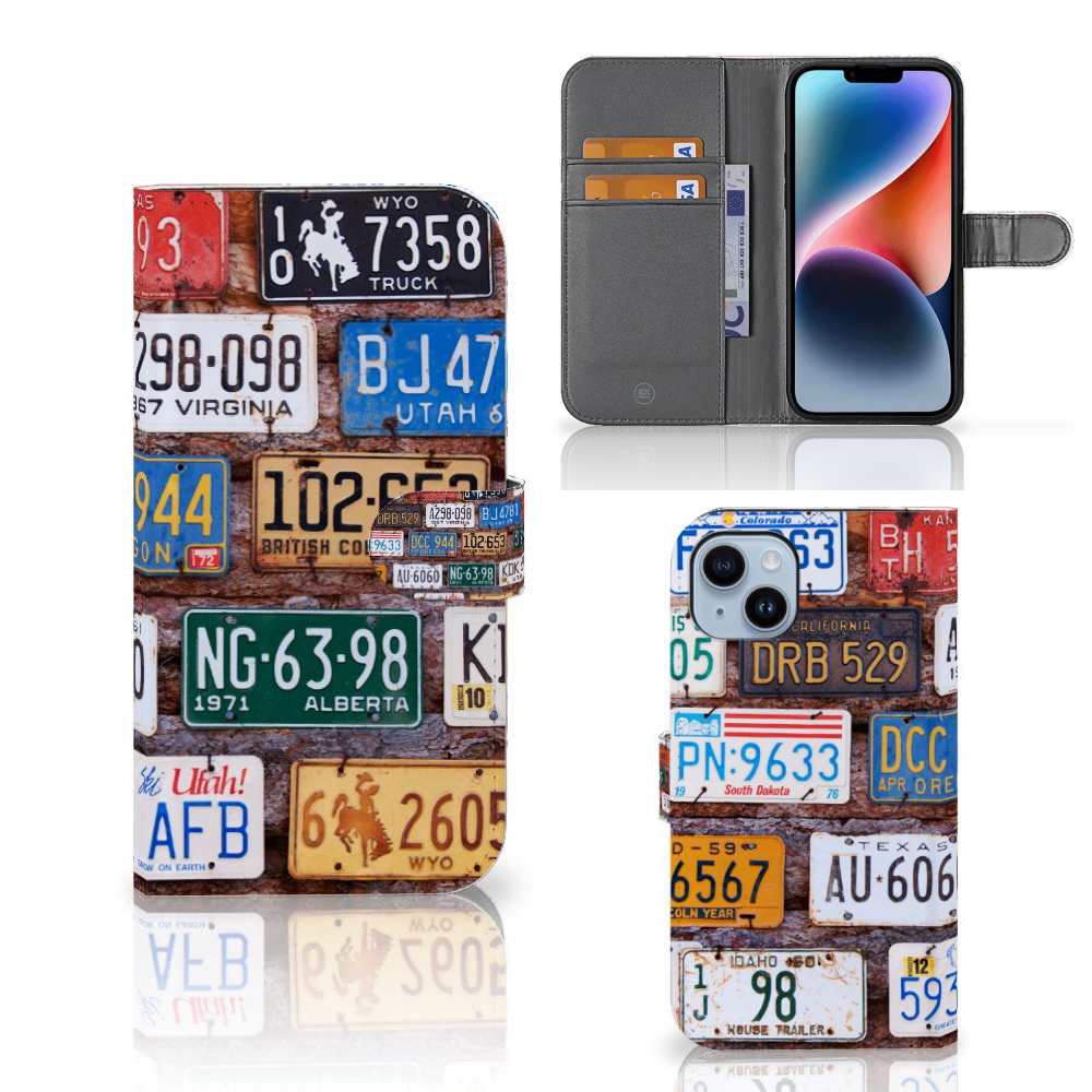 iPhone 15 Plus Telefoonhoesje met foto Kentekenplaten designkentekenplaten aanzicht voorkant achterkant