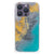 iPhone 15 Pro Anti-Shock Hoesje Marble Blue Gold achterkant