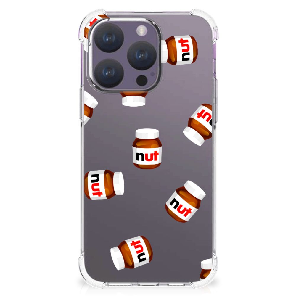 iPhone 15 Pro Beschermhoes Nut Jar telefoontas van achteren met nut potjes design