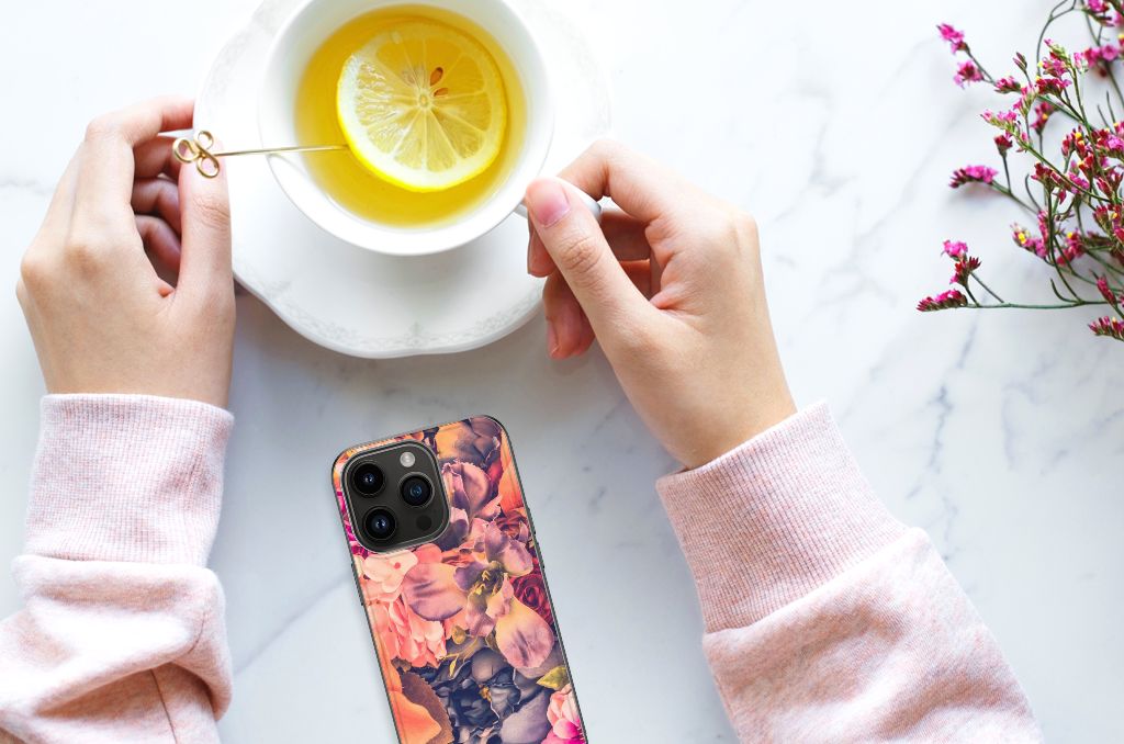 Apple iPhone 15 Pro Bloemen Hoesje Bosje Bloemen bloemen design bovenaanzicht