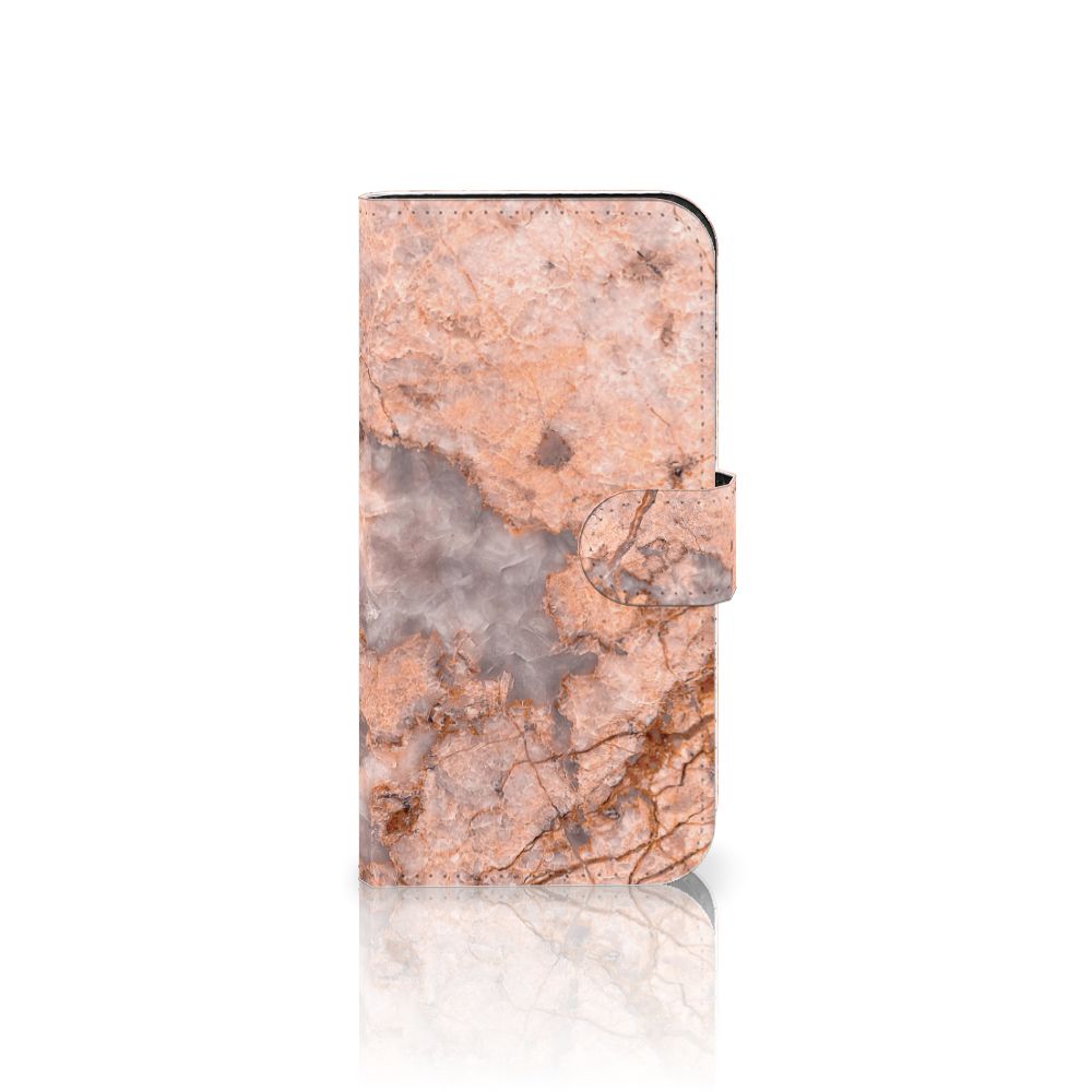iPhone 15 Pro Bookcase Marmer Oranje, unieke oranje marmer uitstraling voor stijl en status 📱.