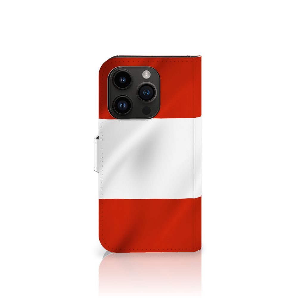 iPhone 15 Pro Bookstyle Case Oostenrijk met vlagontwerp van Oostenrijk 🇦🇹