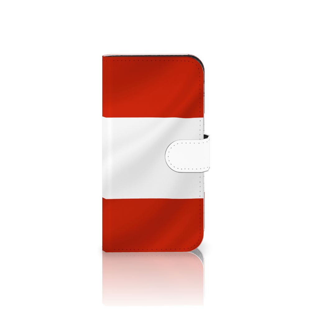 iPhone 15 Pro Bookstyle Case Oostenrijk met rood-witte vlag ontwerp 🇦🇹