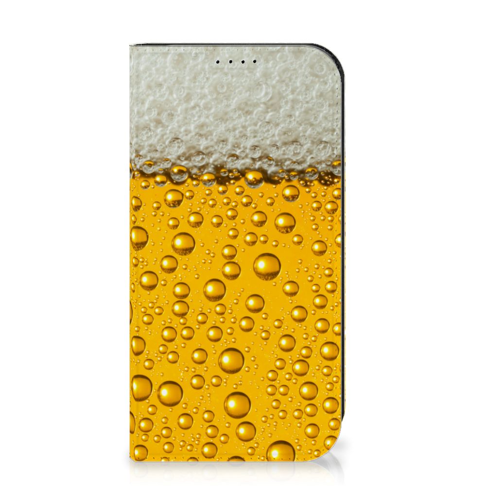 iPhone 15 Pro Flip Style Cover Bier met bierprint en bubbels 🍺 voor optimale bescherming en stijl.