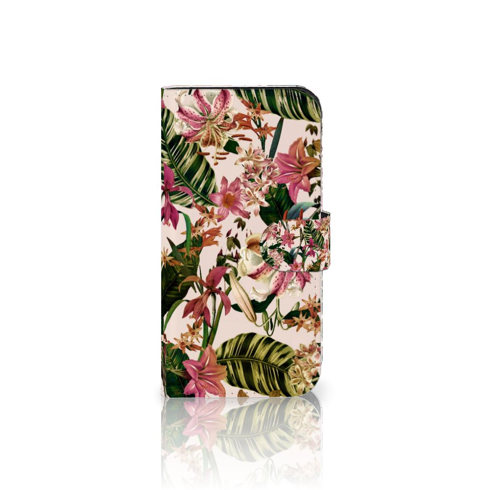 iPhone 15 Pro Hoesje Flowers met tropisch bloemen design en ruimte voor pasjes 🌸