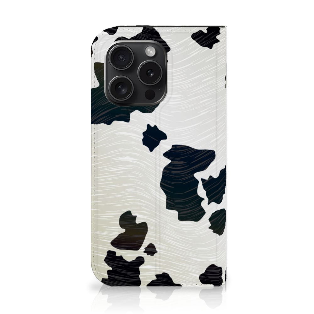 iPhone 15 Pro Hoesje maken Koeienvlekken stand case design koeienvlekken aanzicht