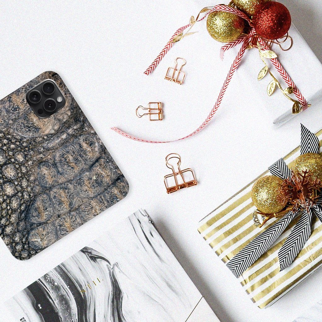 iPhone 15 Pro Hoesje maken Krokodillenprint krokodillenprint stand case bovenaanzicht