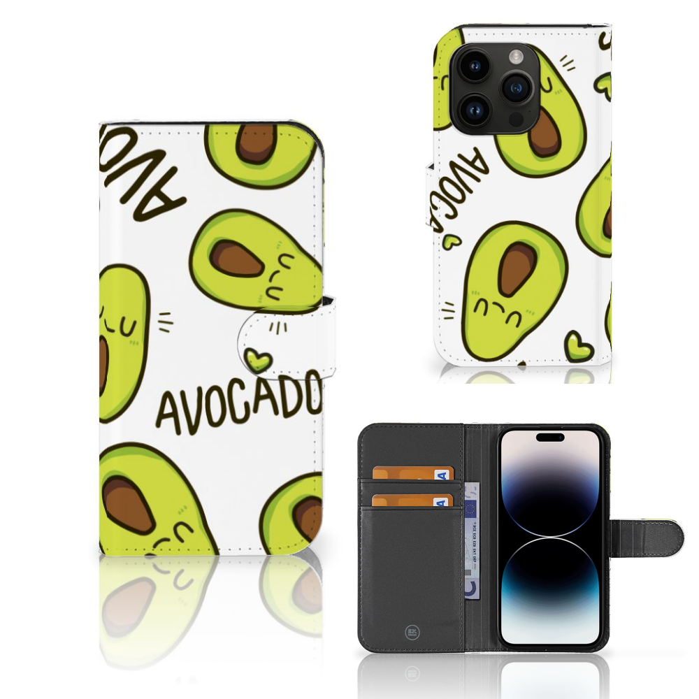 Apple iPhone 15 Pro Leuk Hoesje Avocado Singing voorkant achterkant binnenzijde