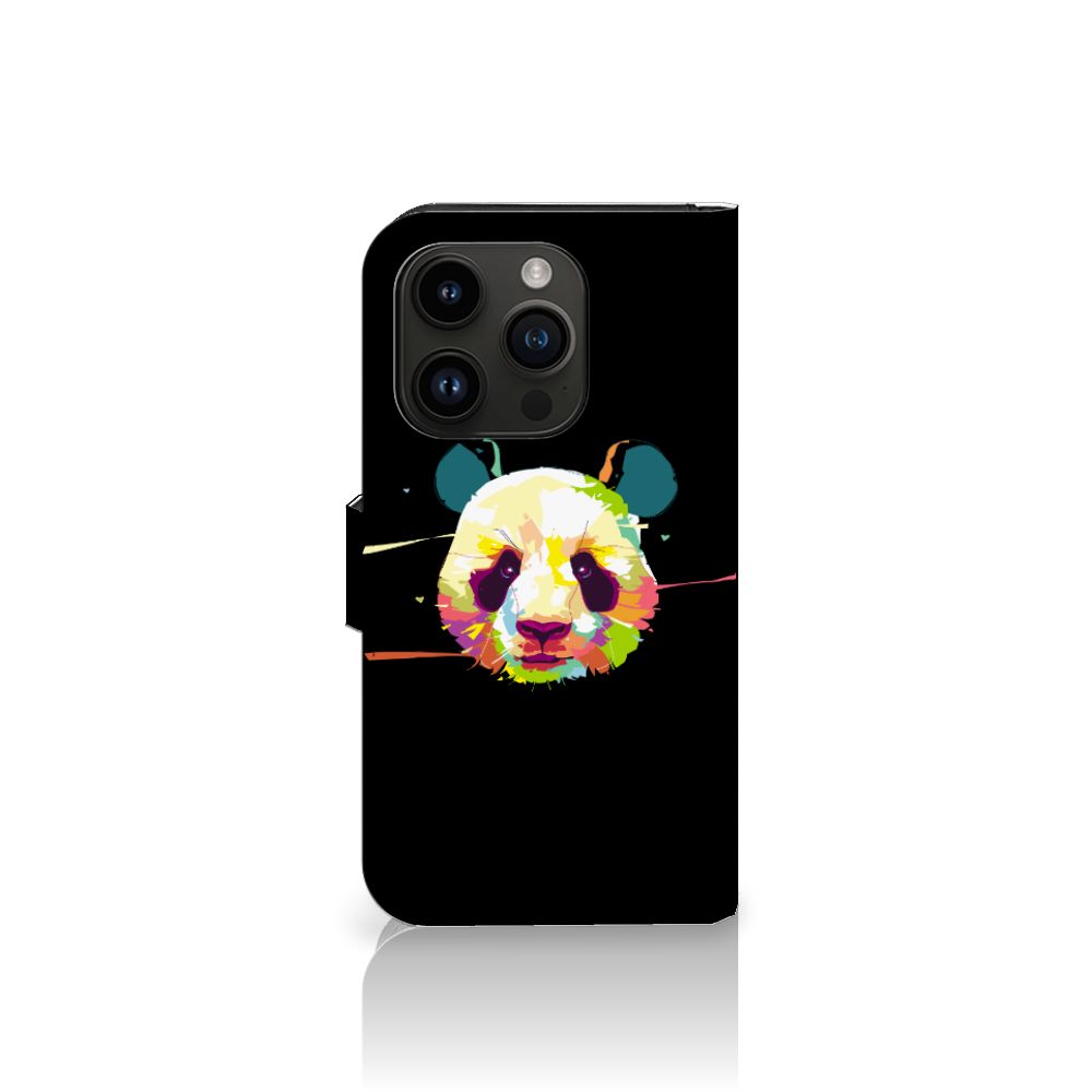 iPhone 15 Pro Leuk Hoesje Panda Color met kleurrijk panda ontwerp